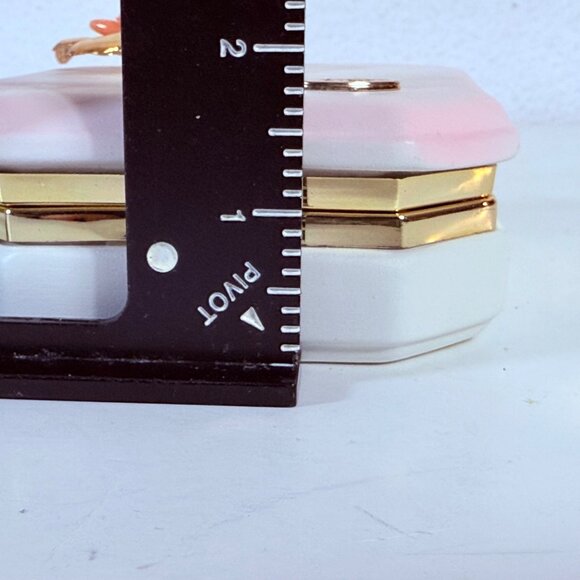 Bergers Italian Vanity Trinket Box Romantic VTG Octagon Enamel Orchid Logo - Picture 9 of 16